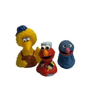 VTG Sesame Street Elmo Big Bird Grover PVC Cake Topper Figures Retro Collectible